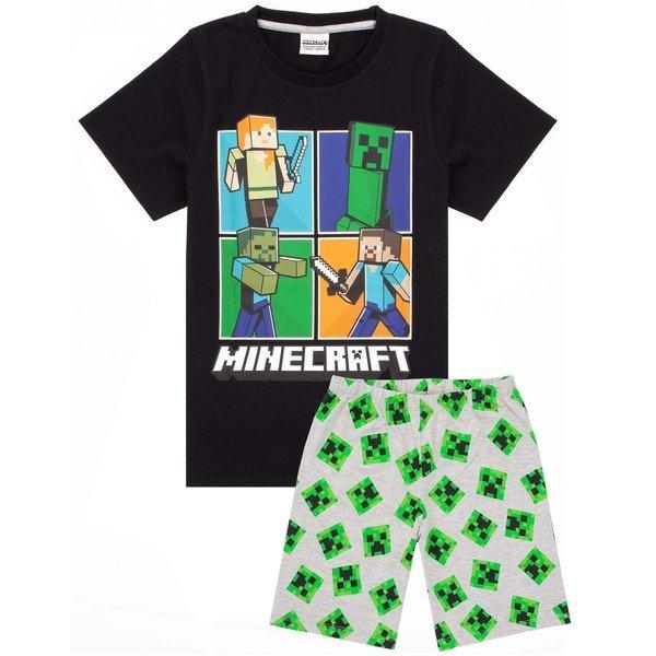 Schlafanzug Mit Shorts Unisex Schwarz 146 von MINECRAFT