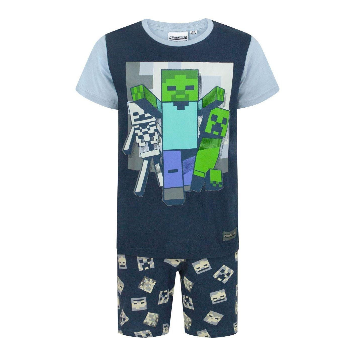 Undead Schlafanzug Mit Shorts Unisex Blau 128 von MINECRAFT