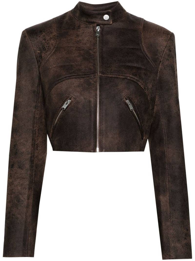 MISBHV cracked cropped faux-leather jacket - Brown von MISBHV