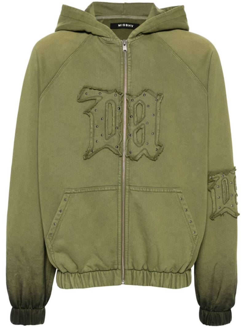 MISBHV logo-patch zip-up cotton hoodie - Green von MISBHV