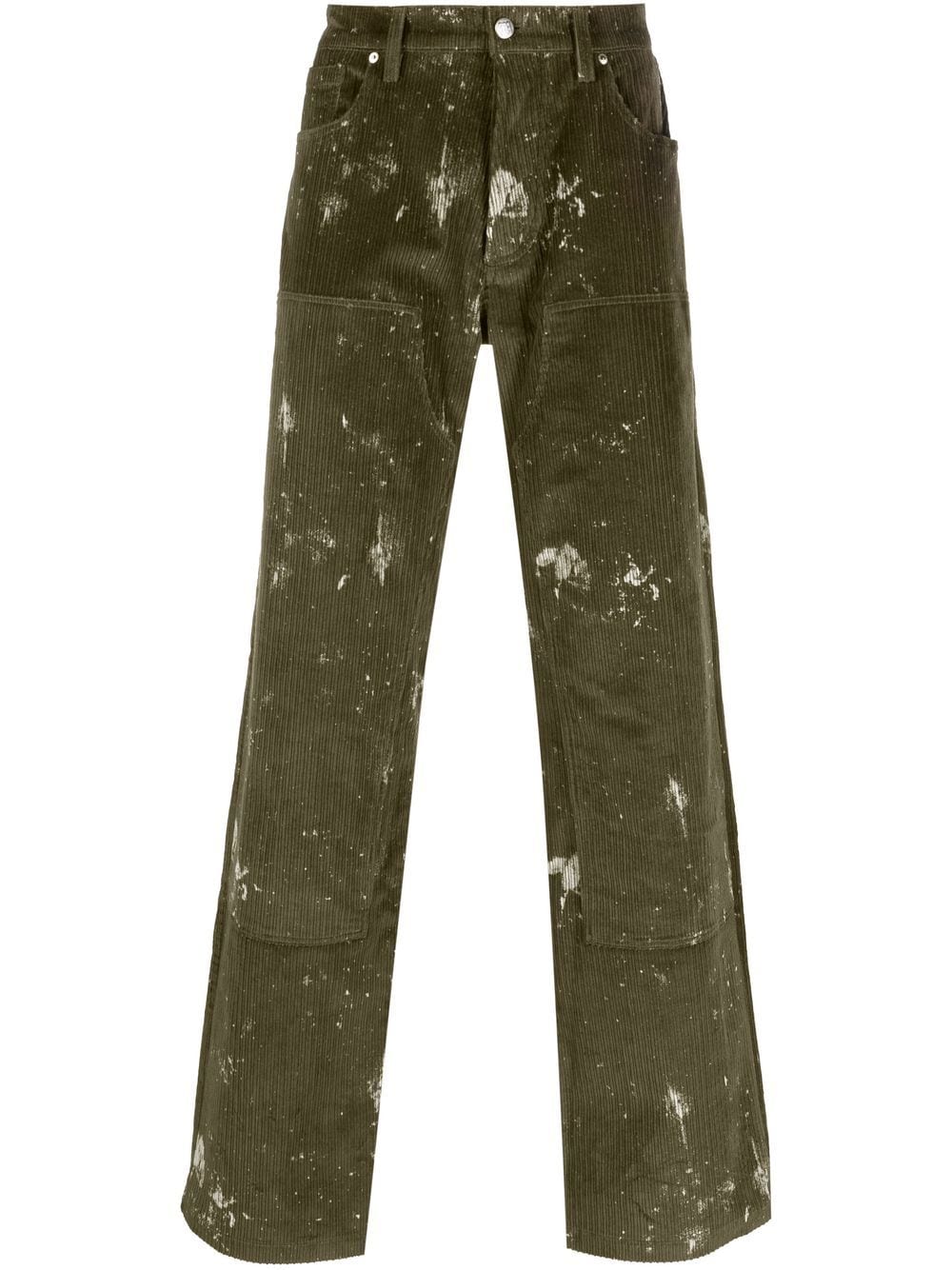 MISBHV paint-splatter corduroy trousers - Green von MISBHV