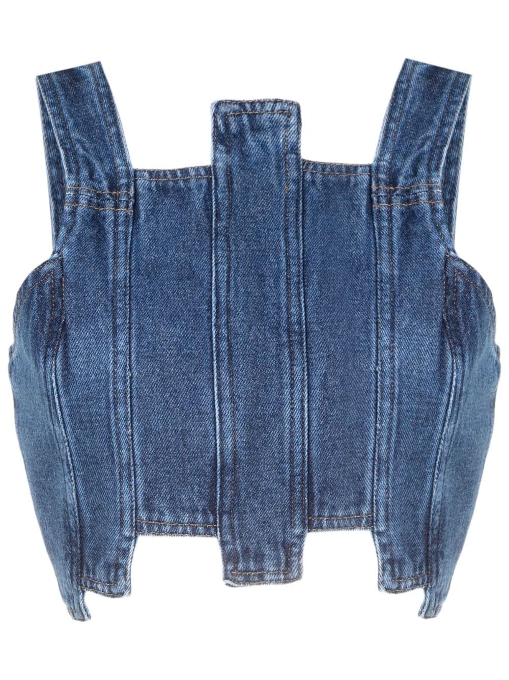 MISCI Pixel denim cropped top - Blue von MISCI