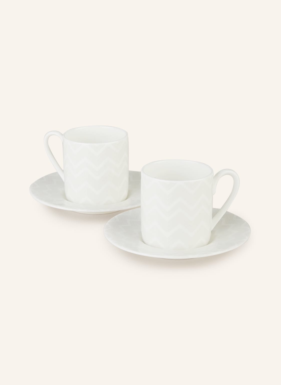 Missoni Home 2er-Set Espressotassen Zig Zag Mit Untertasse weiss von MISSONI Home