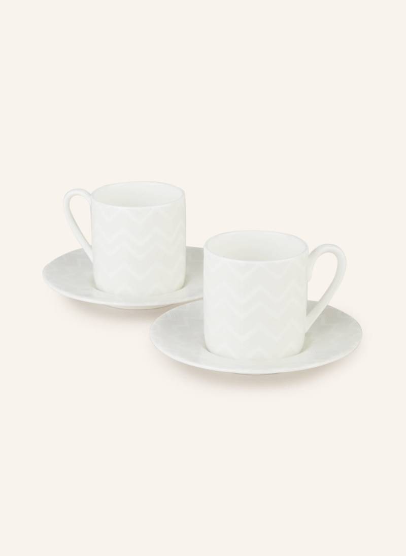 Missoni Home 2er-Set Espressotassen Zig Zag Mit Untertasse weiss von MISSONI Home