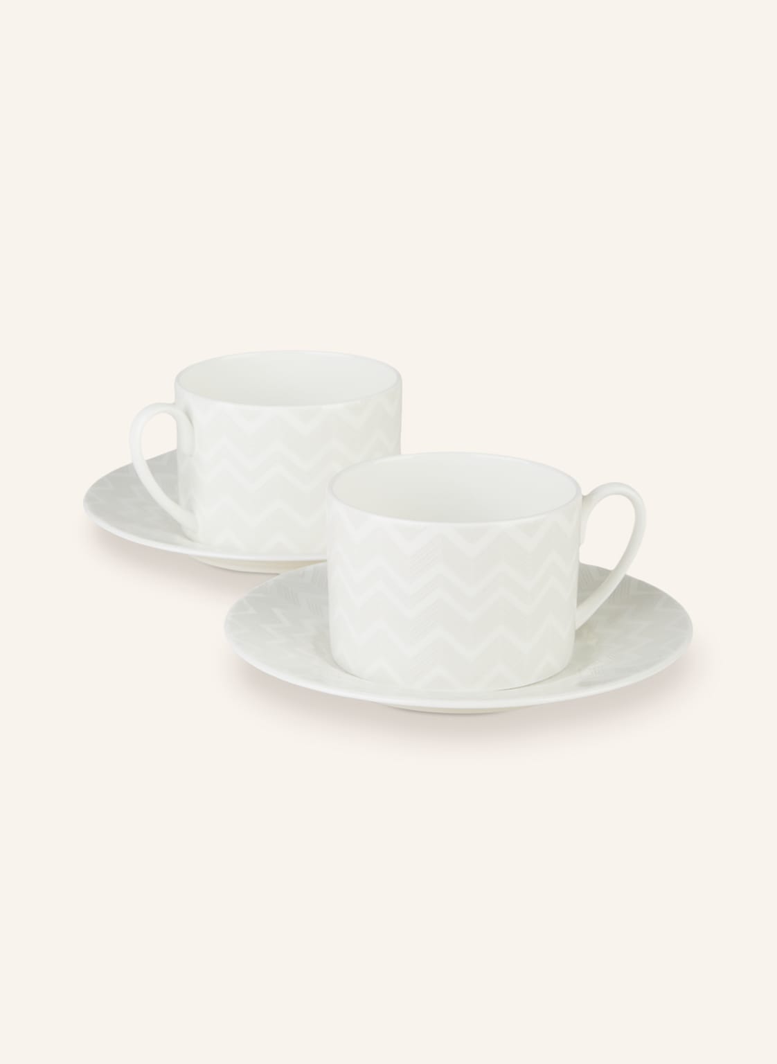 Missoni Home 2er-Set Henkelbecher Zig Zag Mit Untertassen weiss Missoni Home 2er-Set Henkelbecher Zig Zag Mit Untertassen weiss von MISSONI Home