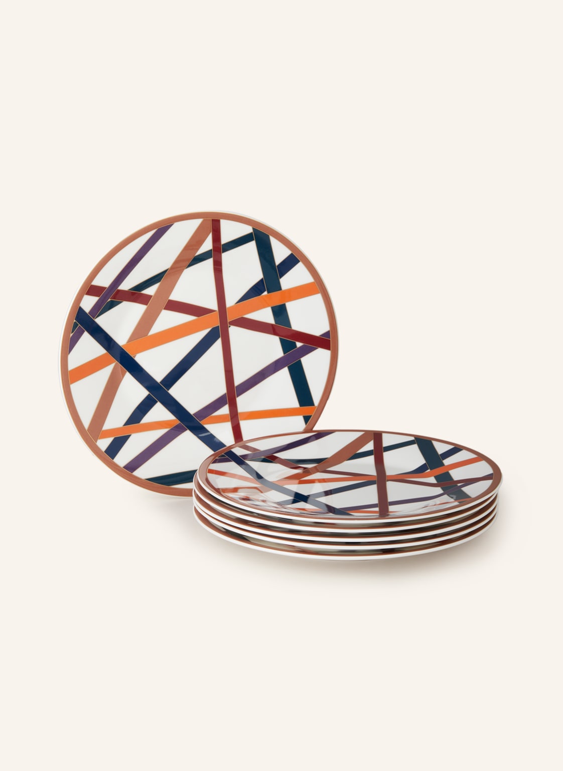 Missoni Home 6er-Set Dessertteller Nastri schwarz von MISSONI Home