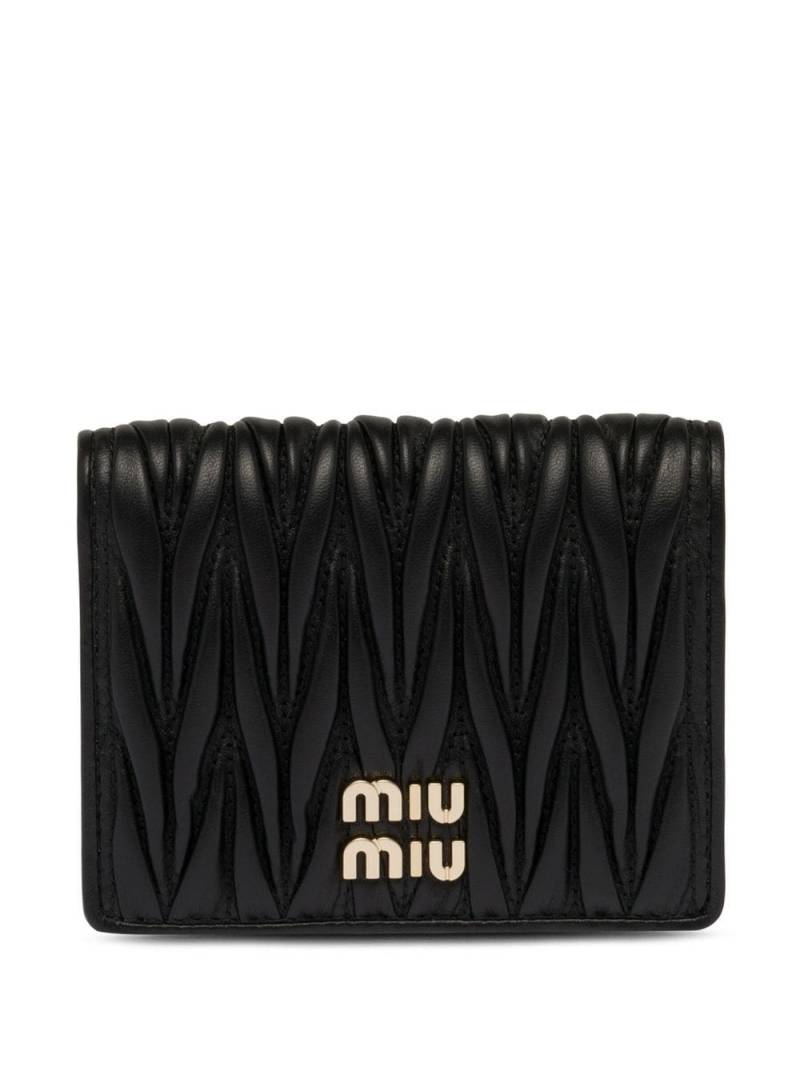 Miu Miu logo-plaque matelassé wallet - Black von Miu Miu
