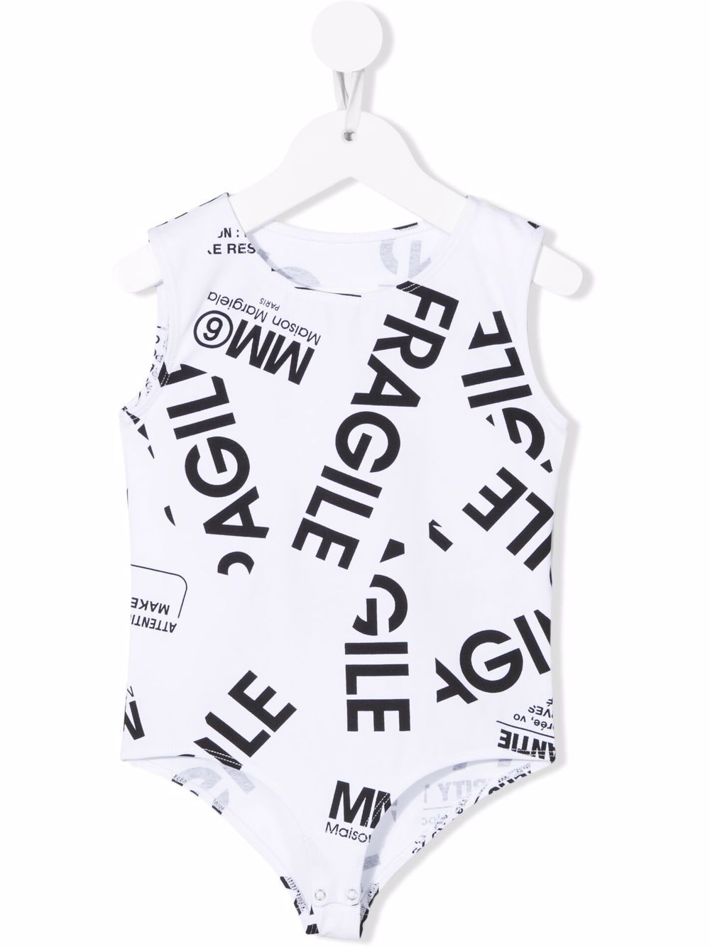 MM6 Maison Margiela Kids all-over logo print bodysuit - White von MM6 Maison Margiela Kids