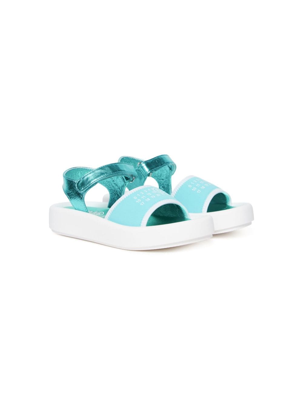 MM6 Maison Margiela Kids Numbers-motif leather sandals - Blue von MM6 Maison Margiela Kids