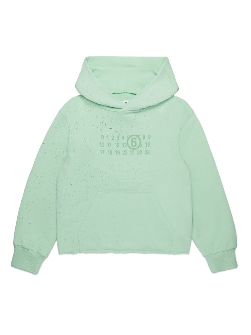 MM6 Maison Margiela Kids Numbers-motif ripped hoodie - Green von MM6 Maison Margiela Kids