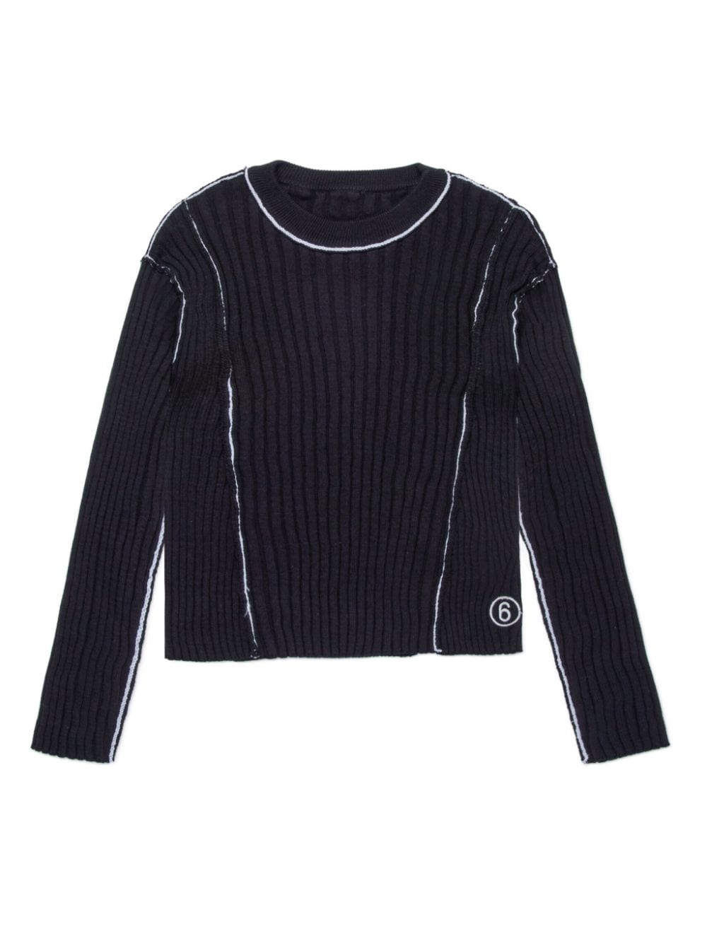 MM6 Maison Margiela Kids contrast-stitching ribbed jumper - Black von MM6 Maison Margiela Kids