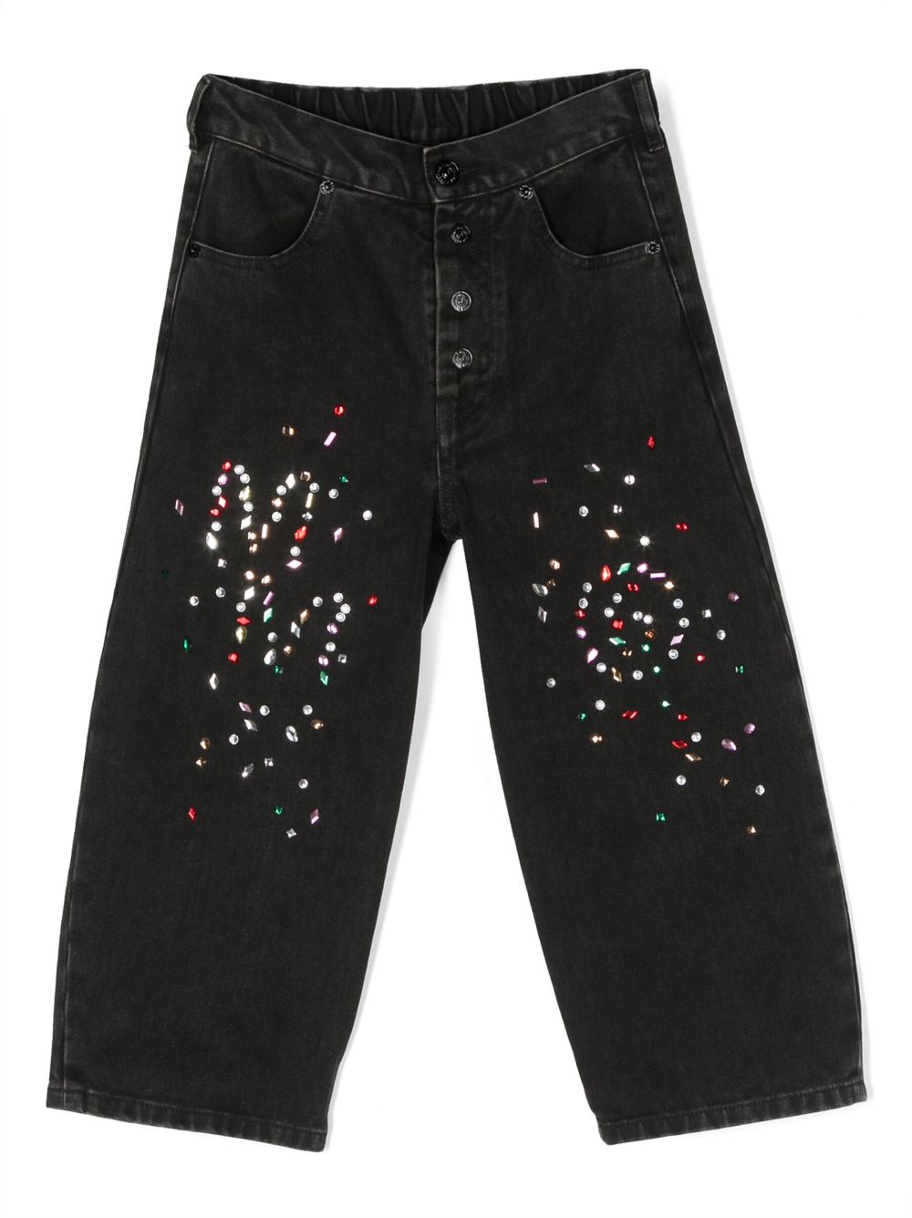 MM6 Maison Margiela Kids crystal-embellished wide-leg jeans - Black von MM6 Maison Margiela Kids