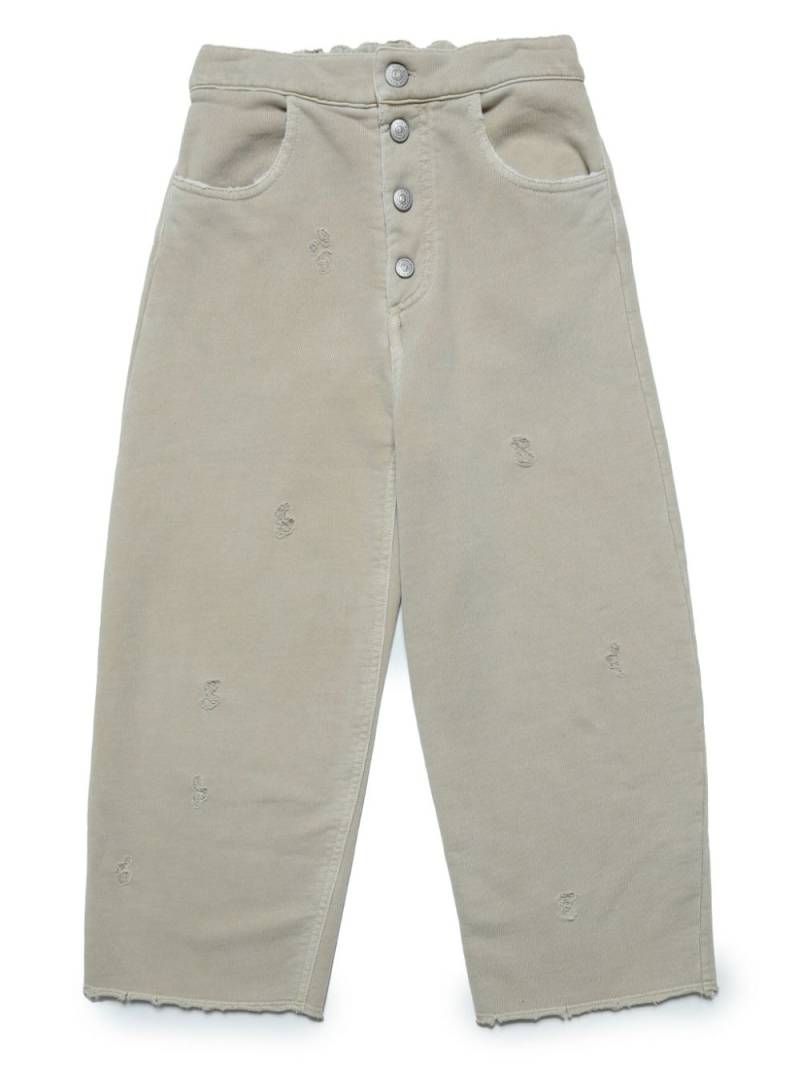 MM6 Maison Margiela Kids distressed-finish wide-leg jeans - Neutrals von MM6 Maison Margiela Kids