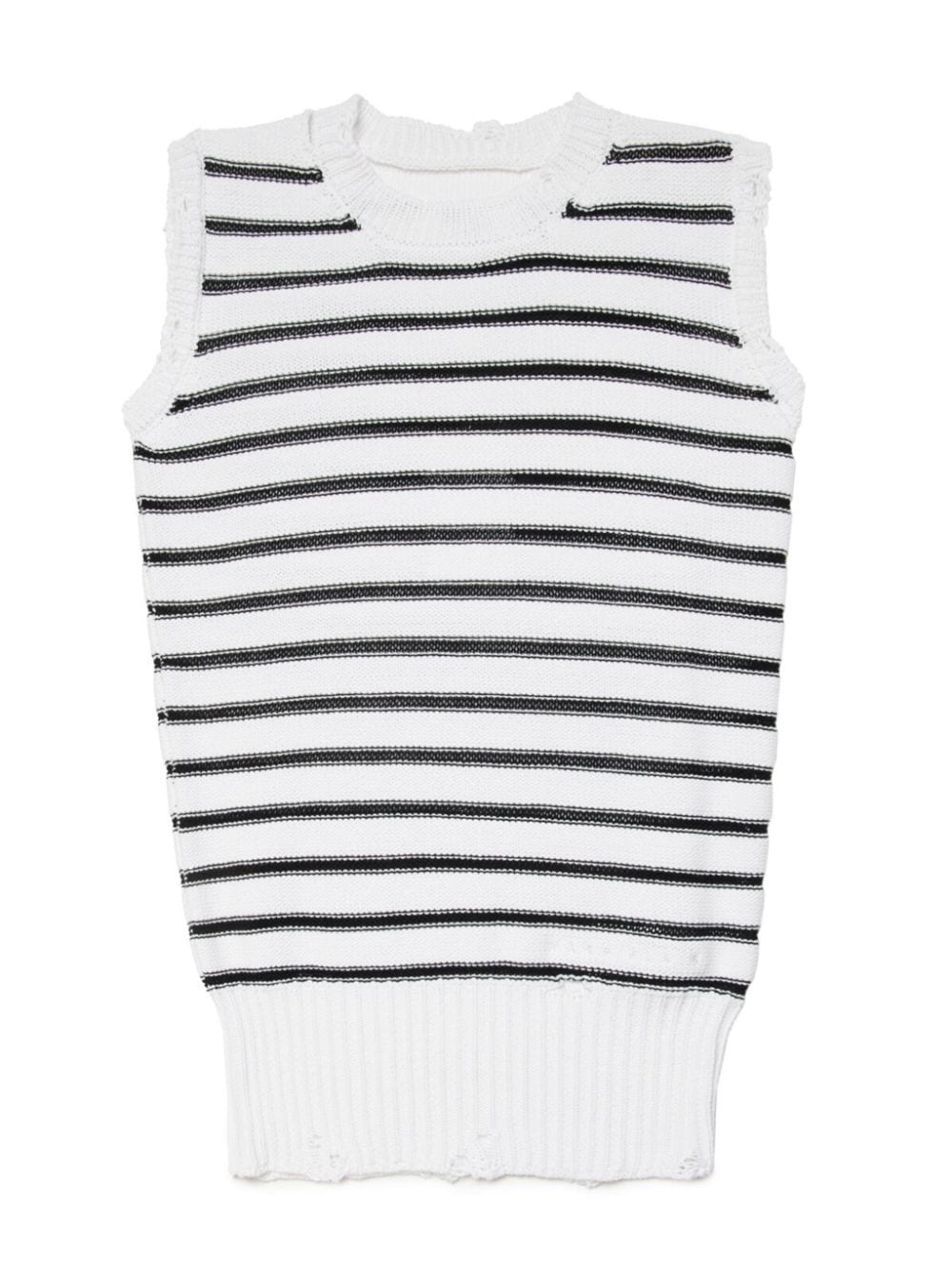 MM6 Maison Margiela Kids distressed striped vest - White von MM6 Maison Margiela Kids