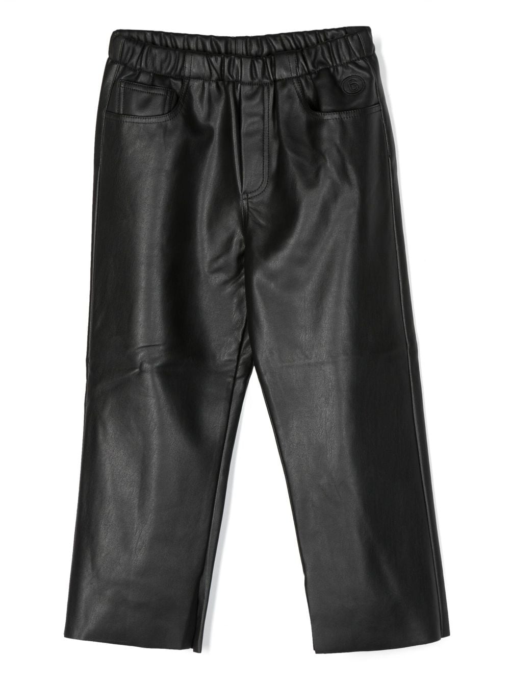 MM6 Maison Margiela Kids embossed-logo straight-leg trousers - Black von MM6 Maison Margiela Kids