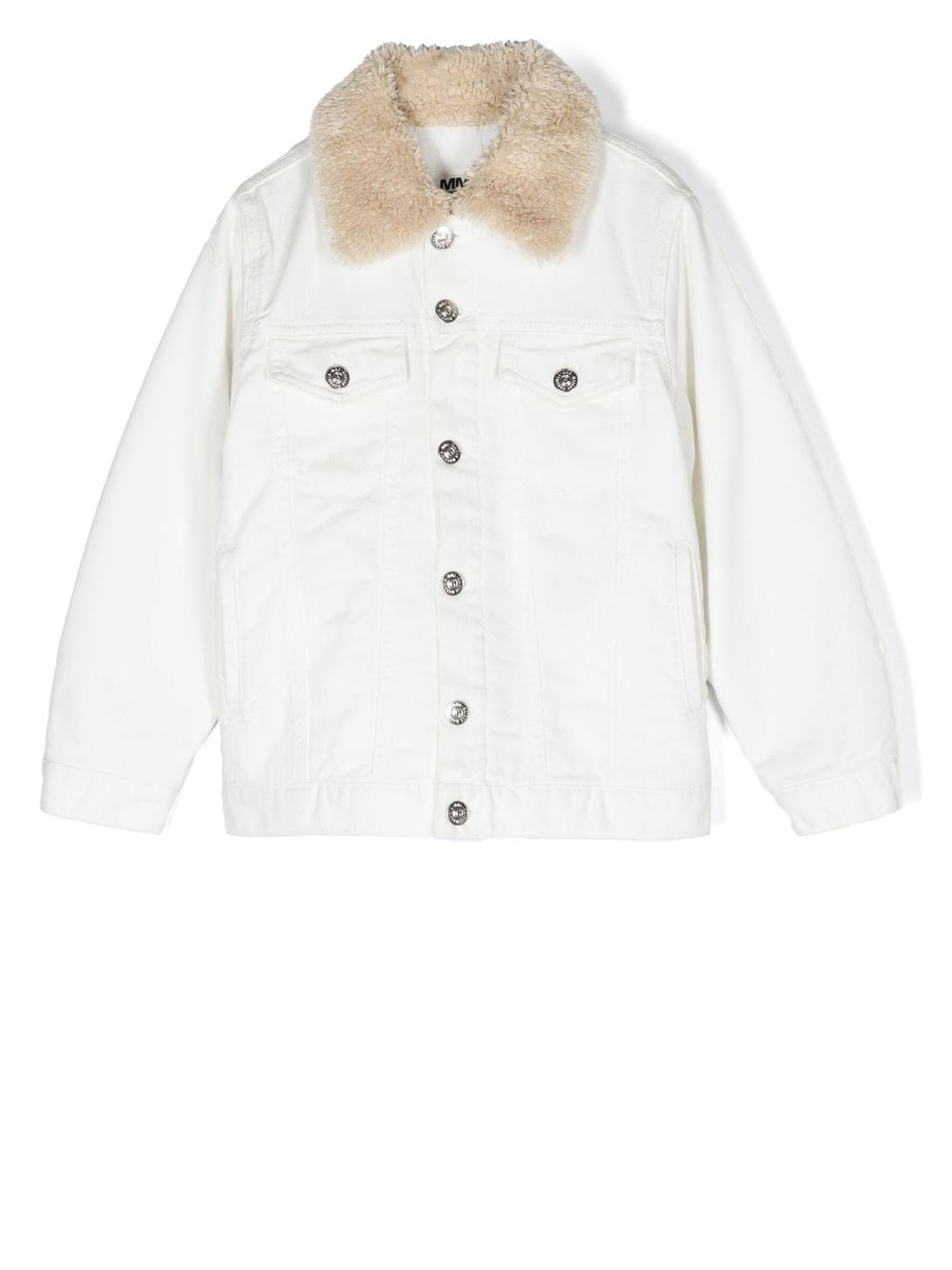 MM6 Maison Margiela Kids faux-shearling collar button-down jacket - White von MM6 Maison Margiela Kids