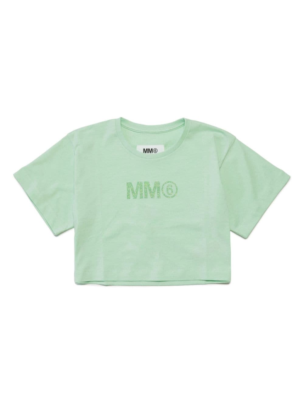 MM6 Maison Margiela Kids glittered-logo cotton T-shirt - Green von MM6 Maison Margiela Kids