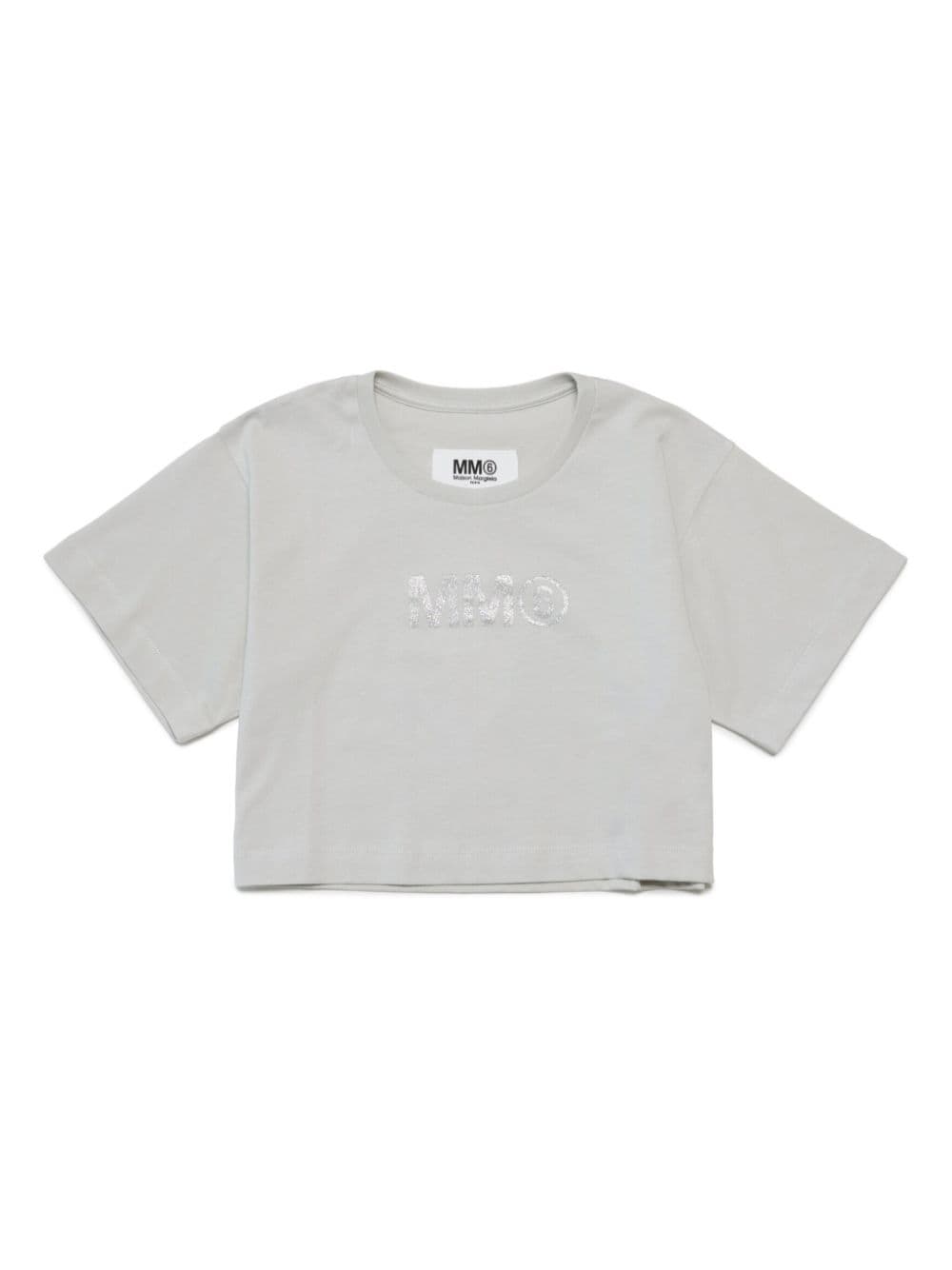 MM6 Maison Margiela Kids glittered-logo cotton T-shirt - Neutrals von MM6 Maison Margiela Kids