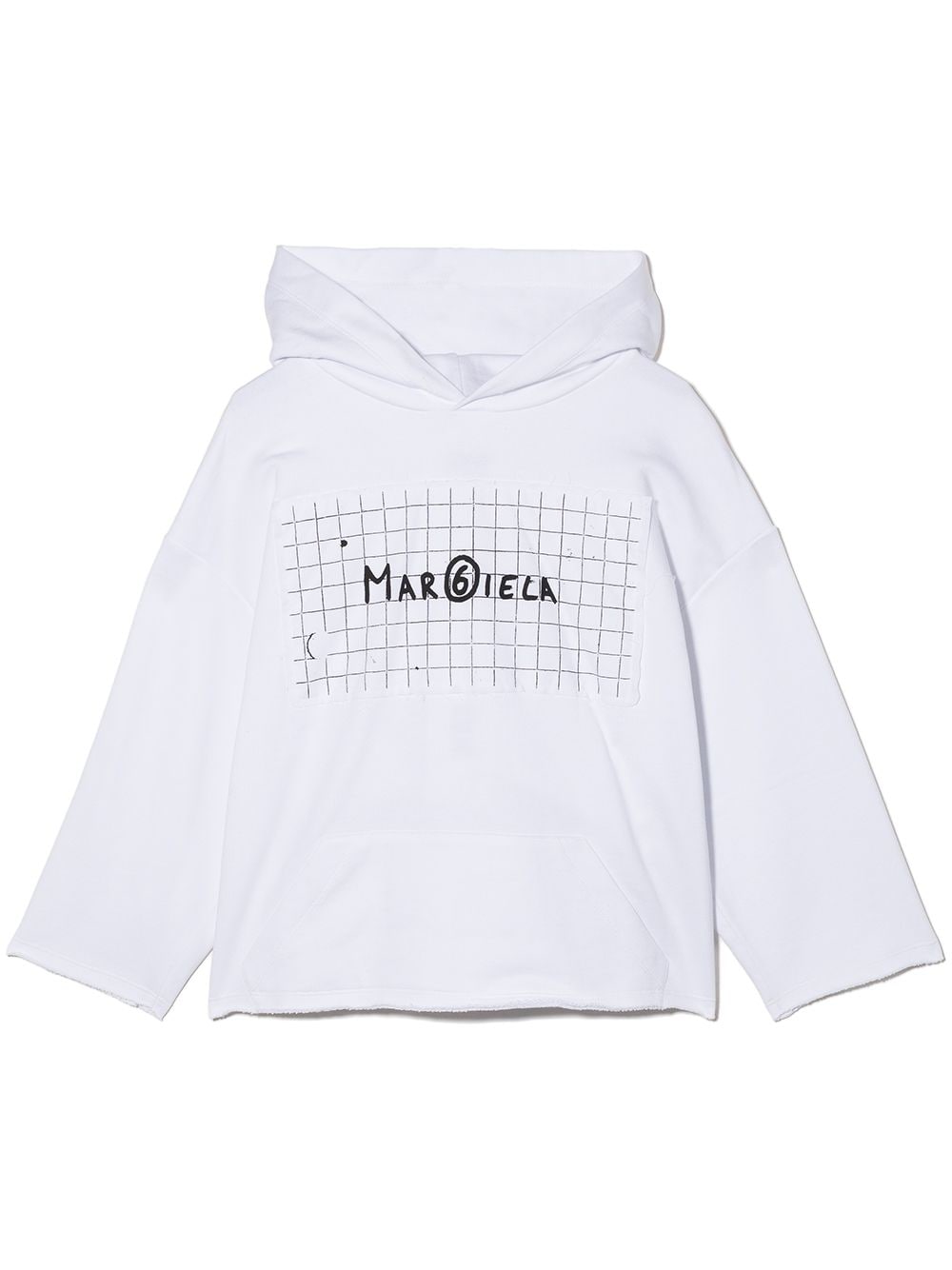 MM6 Maison Margiela Kids grid notebook logo-print hoodie - White von MM6 Maison Margiela Kids