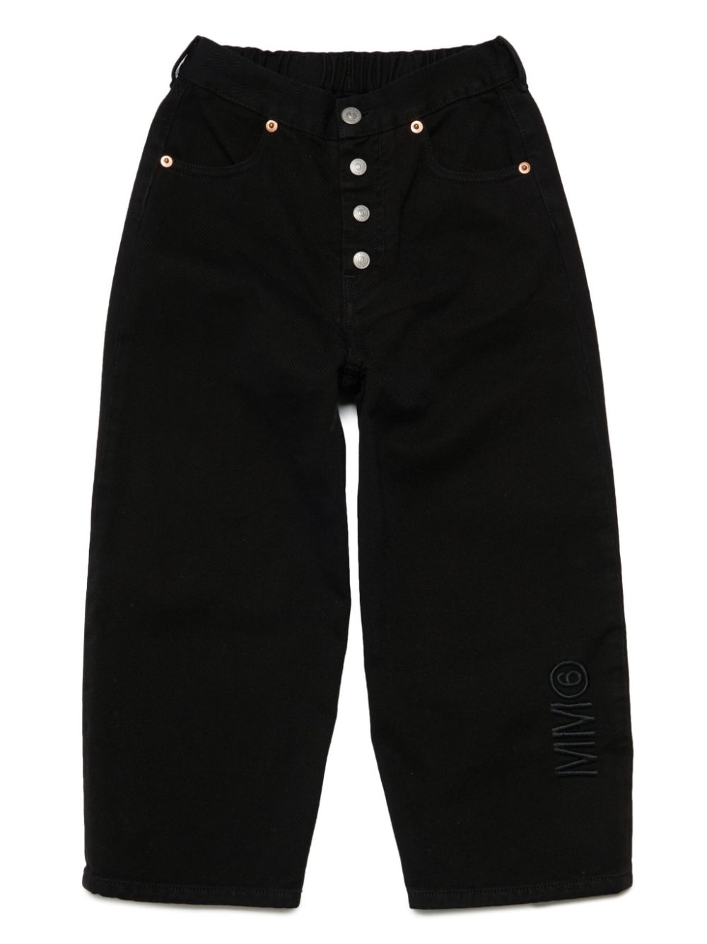 MM6 Maison Margiela Kids logo-embroidered button-fly jeans - Black von MM6 Maison Margiela Kids