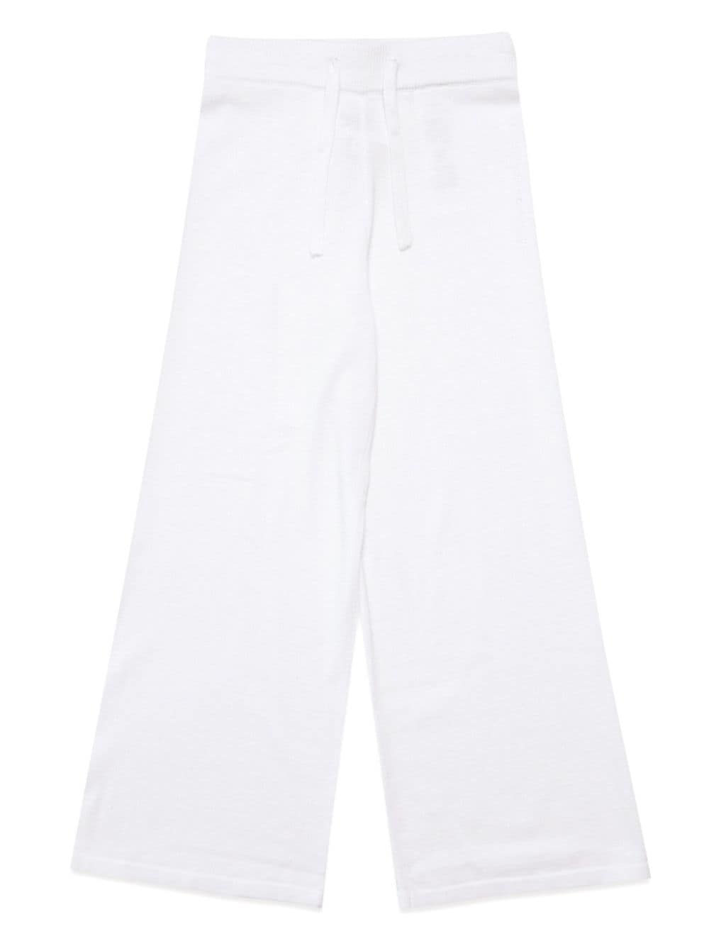 MM6 Maison Margiela Kids logo-embroidered cotton-blend trousers - White von MM6 Maison Margiela Kids