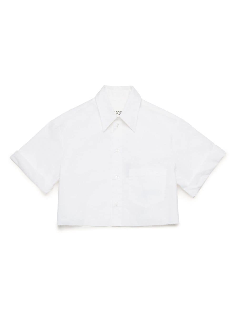 MM6 Maison Margiela Kids logo-embroidered cropped shirt - White von MM6 Maison Margiela Kids