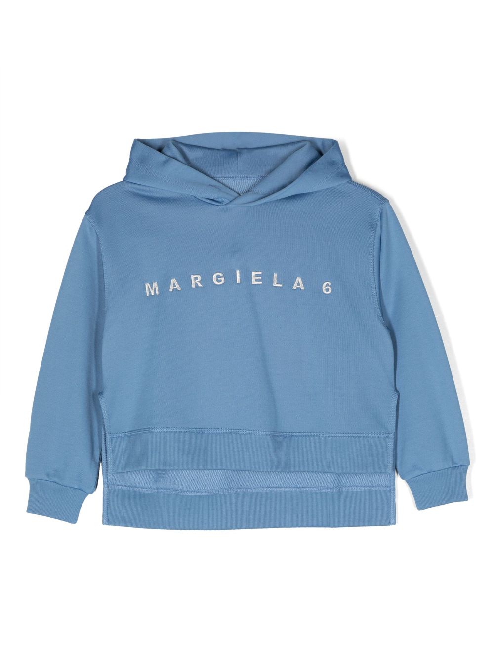 MM6 Maison Margiela Kids logo-embroidered hooded sweatshirt - Blue von MM6 Maison Margiela Kids