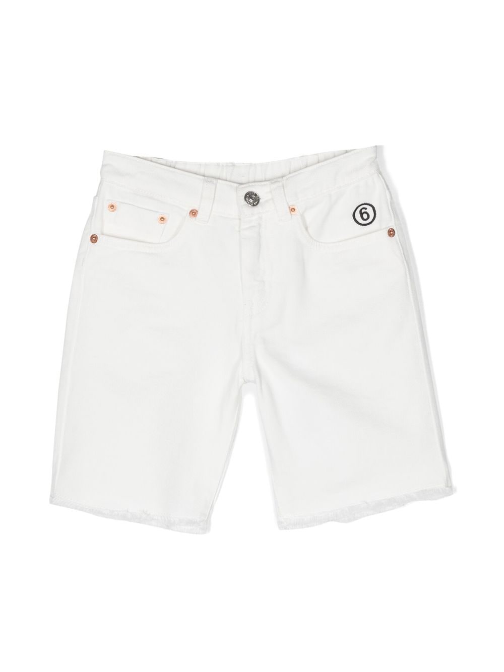 MM6 Maison Margiela Kids logo-embroidered slim-leg shorts - White von MM6 Maison Margiela Kids