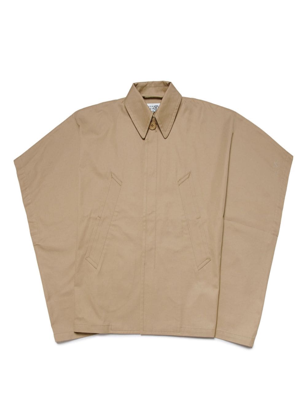 MM6 Maison Margiela Kids logo-embroidered twill poncho - Neutrals von MM6 Maison Margiela Kids