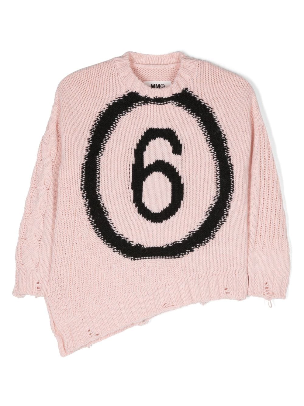 MM6 Maison Margiela Kids logo-intarsia crew neck jumper - Pink von MM6 Maison Margiela Kids