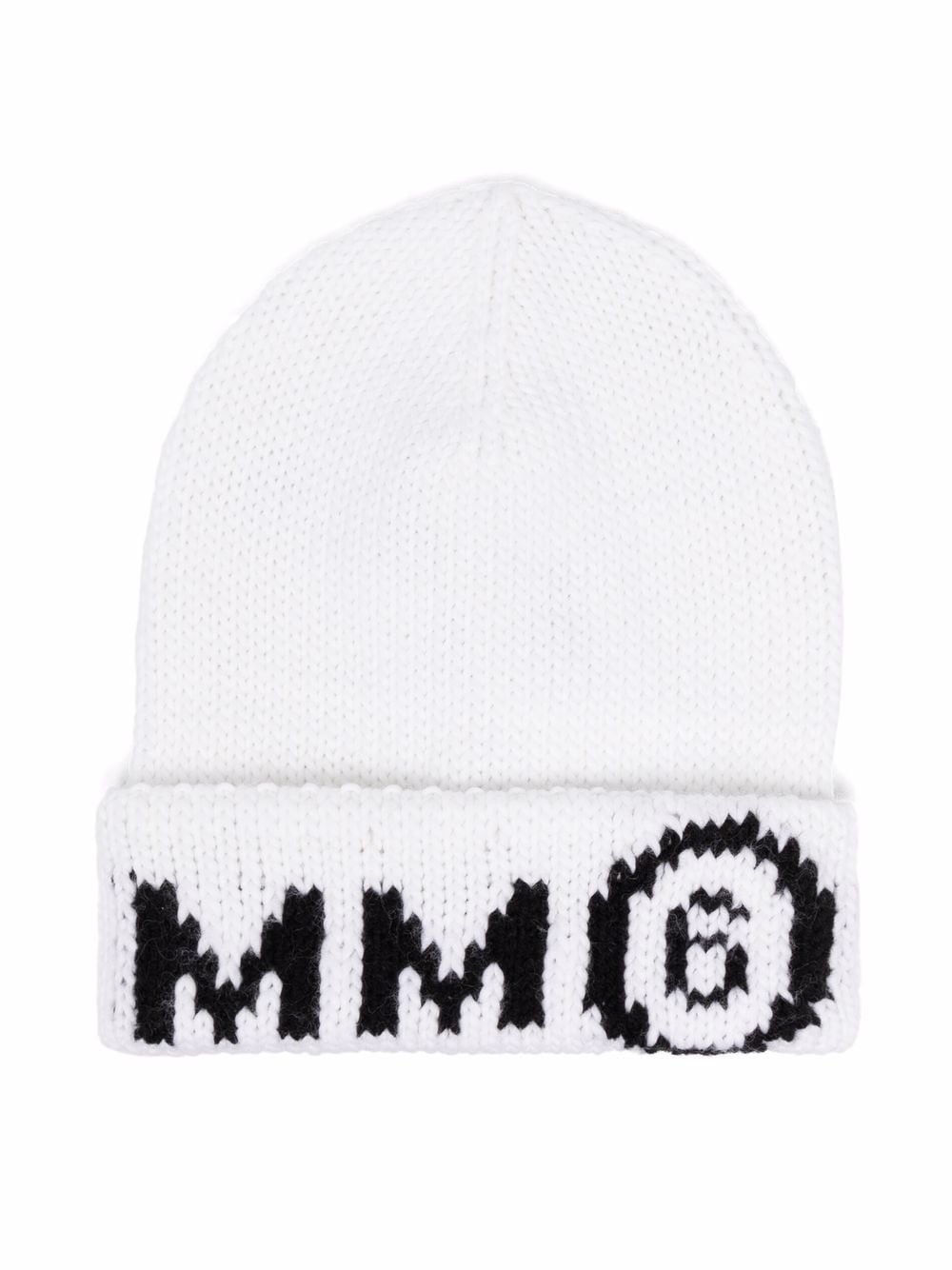MM6 Maison Margiela Kids logo intarsia knitted beanie - White von MM6 Maison Margiela Kids