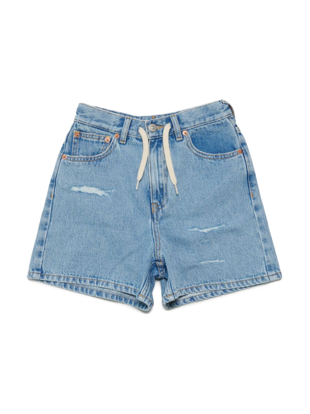 MM6 Maison Margiela Kids logo-patch distressed denim shorts - Blue von MM6 Maison Margiela Kids