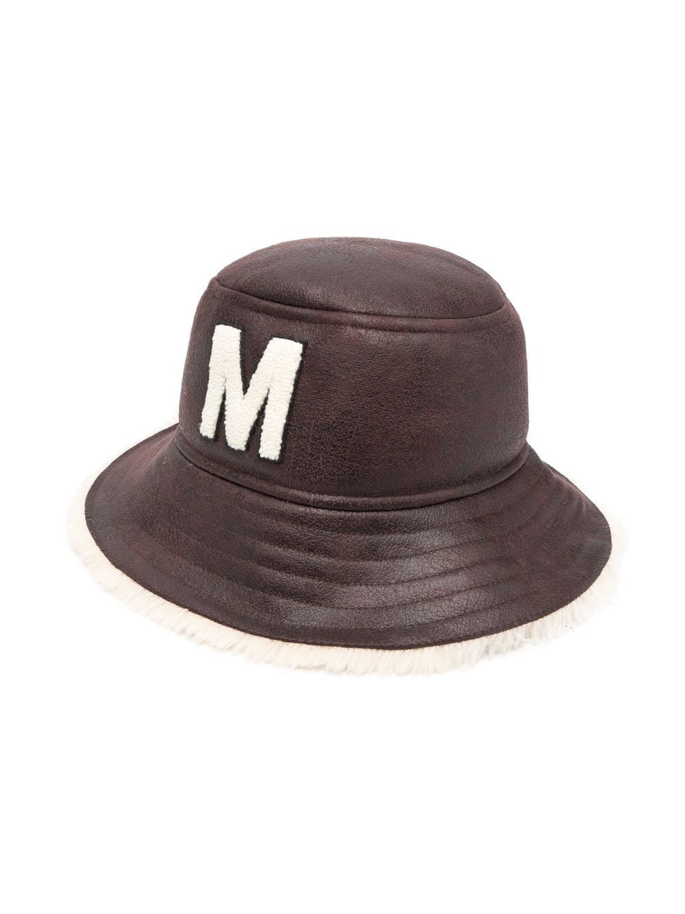 MM6 Maison Margiela Kids logo-patch faux-leather hat - Brown von MM6 Maison Margiela Kids