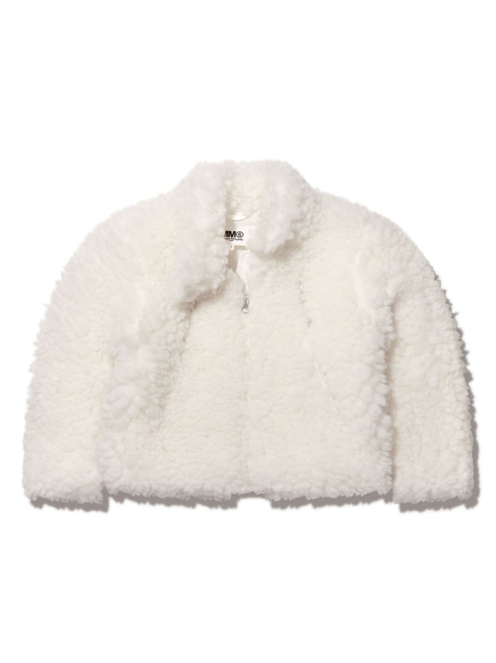 MM6 Maison Margiela Kids logo-patch faux-shearling jacket - White von MM6 Maison Margiela Kids