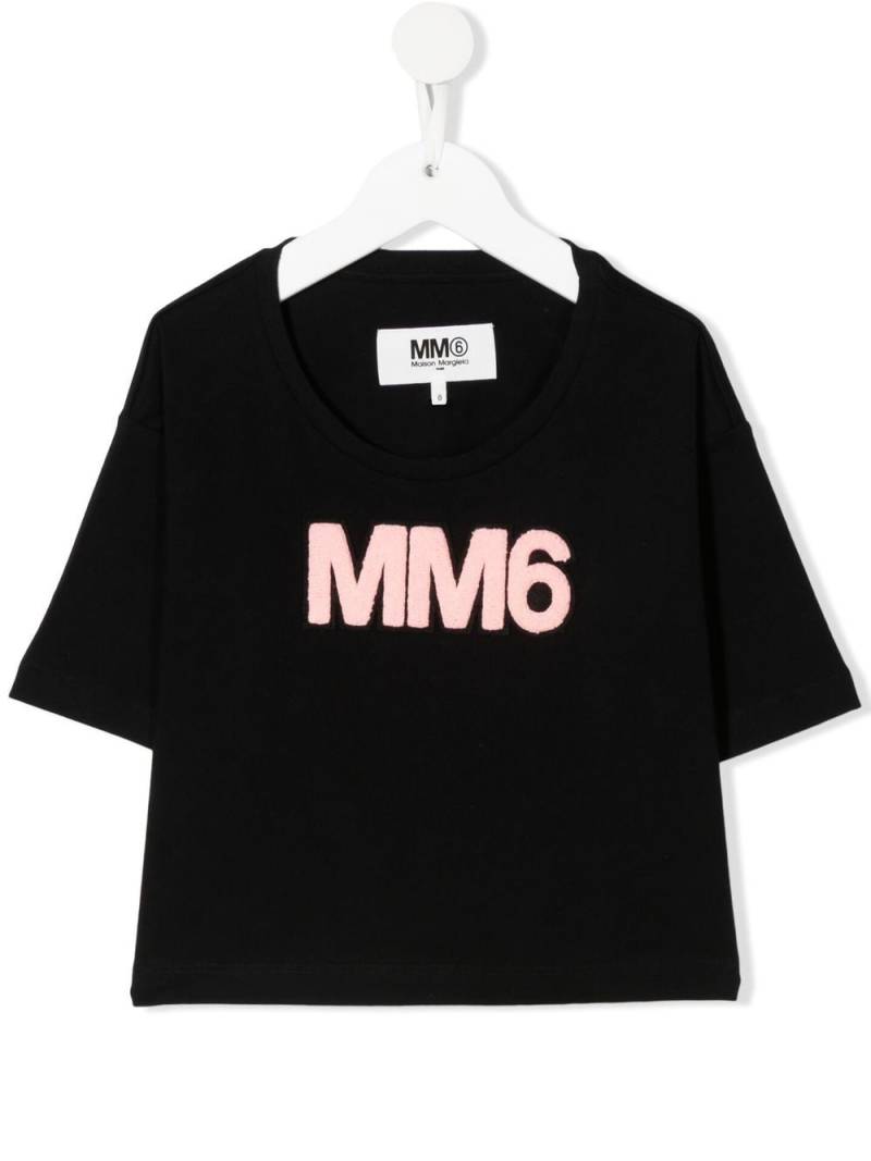 MM6 Maison Margiela Kids logo-patch short-sleeve T-shirt - Black von MM6 Maison Margiela Kids