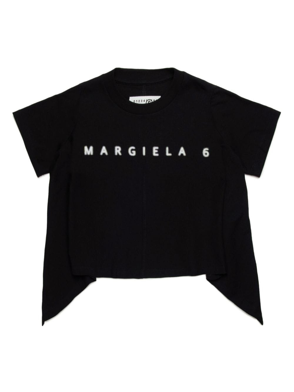 MM6 Maison Margiela Kids logo-print asymmetric T-shirt - Black von MM6 Maison Margiela Kids