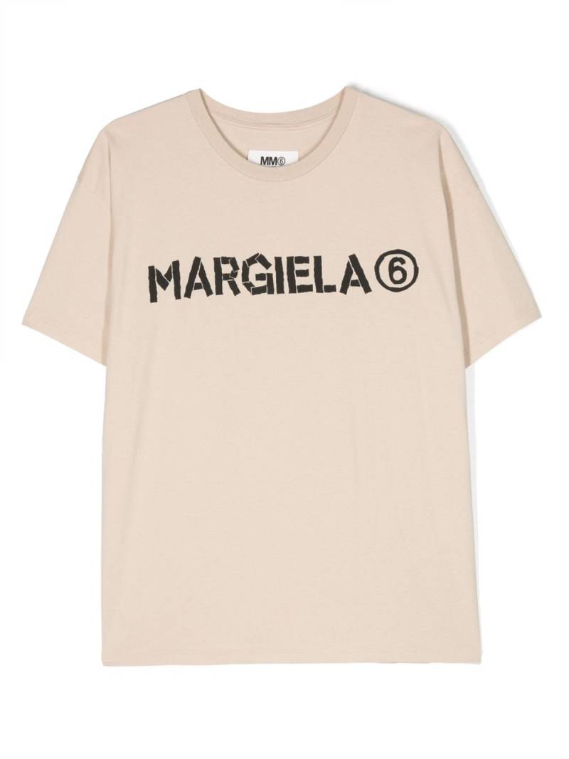 MM6 Maison Margiela Kids logo-print cotton T-Shirt - Neutrals von MM6 Maison Margiela Kids
