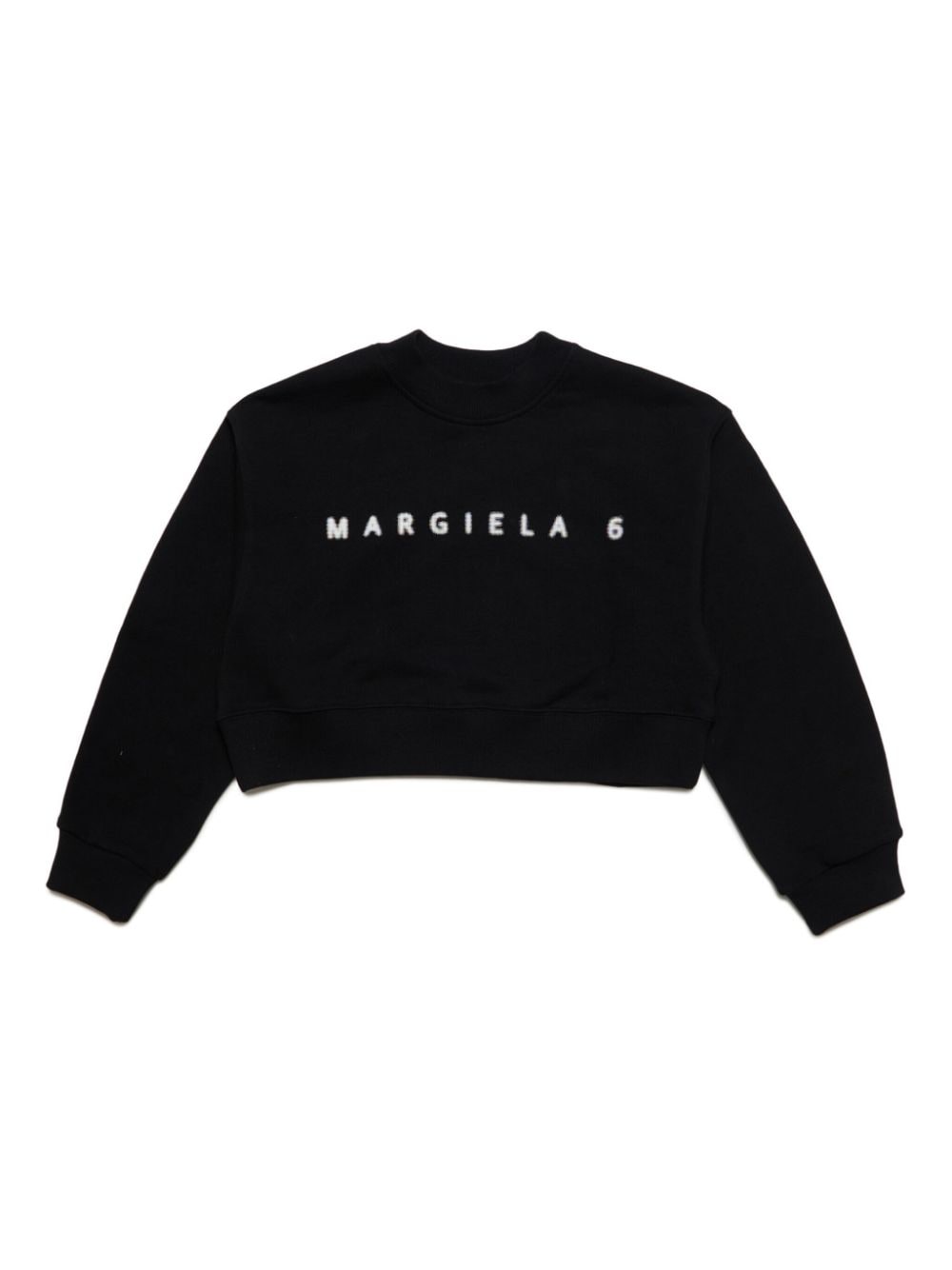 MM6 Maison Margiela Kids logo-print cropped cotton sweatshirt - Black von MM6 Maison Margiela Kids