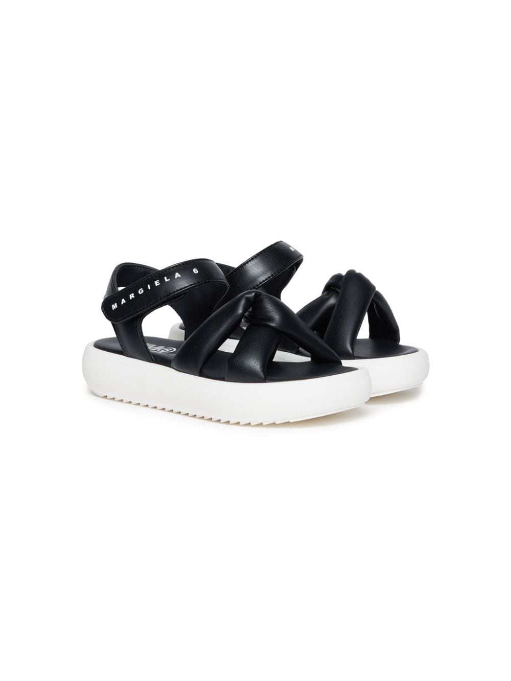 MM6 Maison Margiela Kids logo-print faux-leather sandals - Black von MM6 Maison Margiela Kids