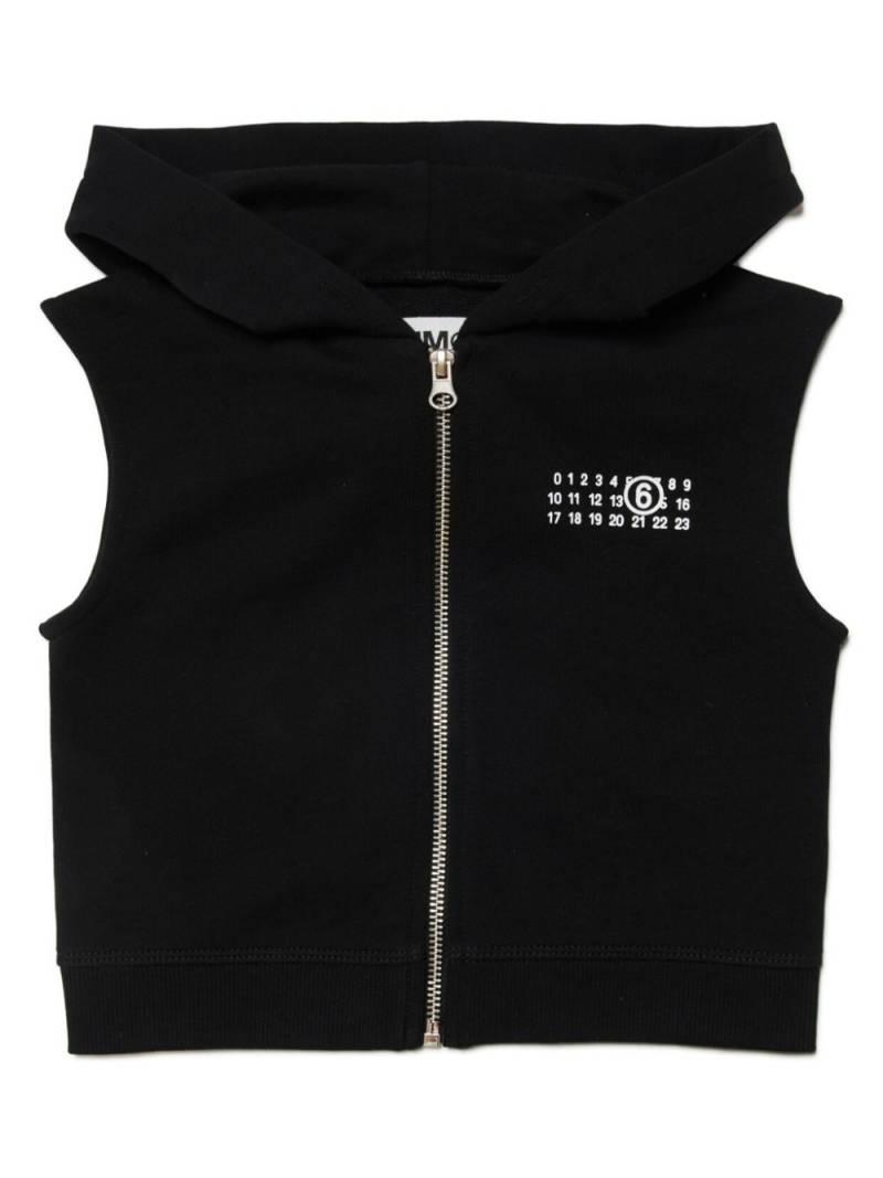 MM6 Maison Margiela Kids logo-print hooded vest - Black von MM6 Maison Margiela Kids