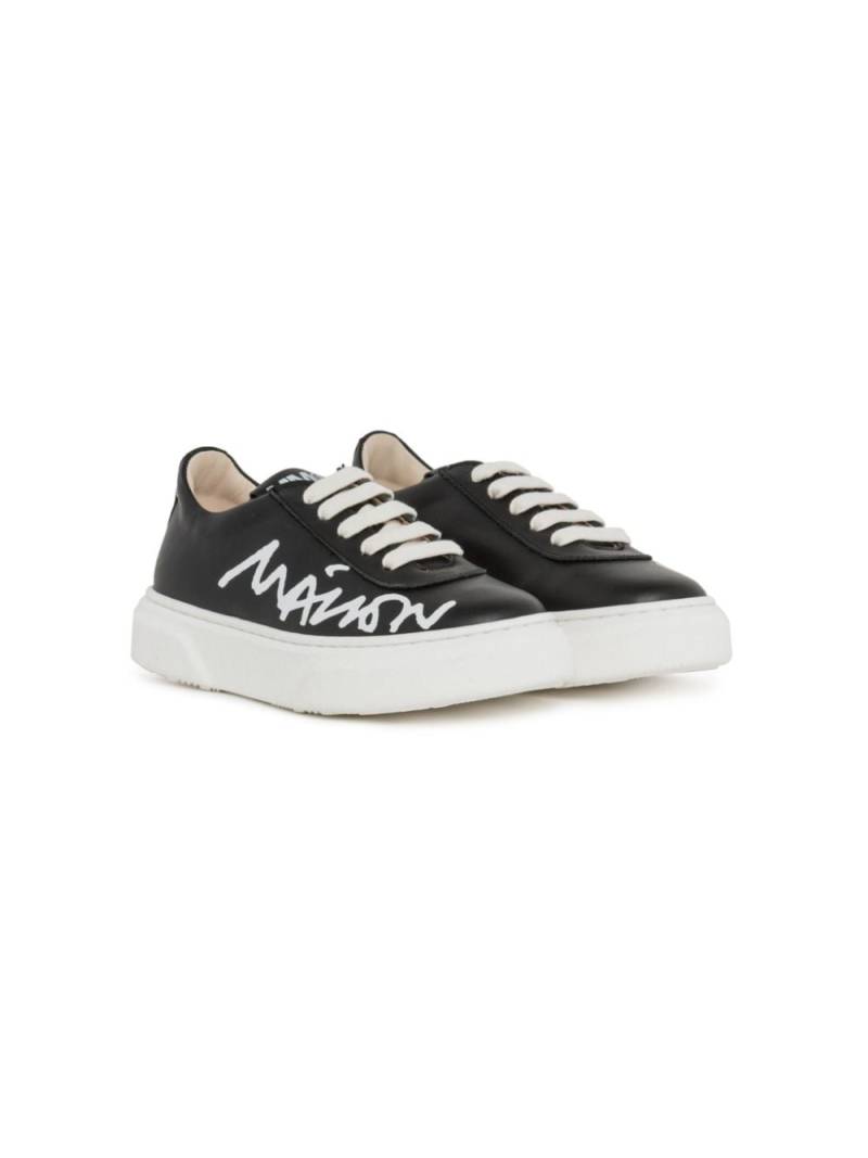 MM6 Maison Margiela Kids logo-print leather sneakers - Black von MM6 Maison Margiela Kids