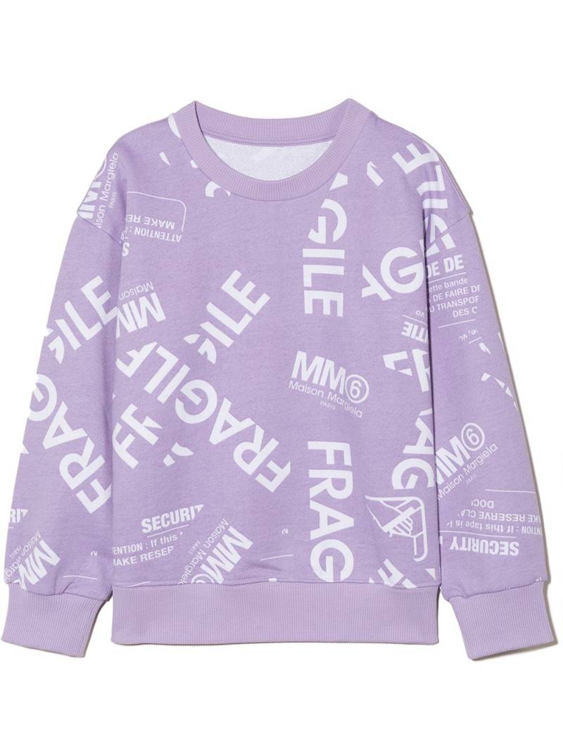 MM6 Maison Margiela Kids logo-print sweatshirt - Purple von MM6 Maison Margiela Kids