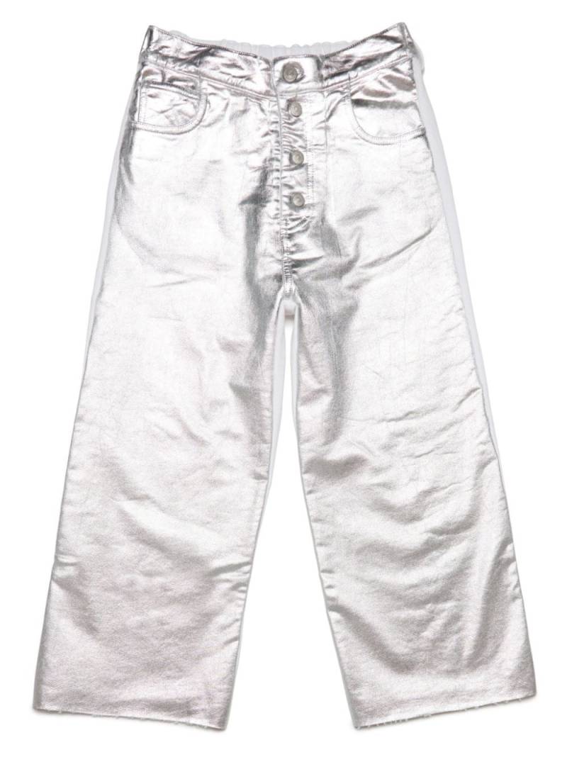 MM6 Maison Margiela Kids metallic wide-leg cotton trousers - Silver von MM6 Maison Margiela Kids