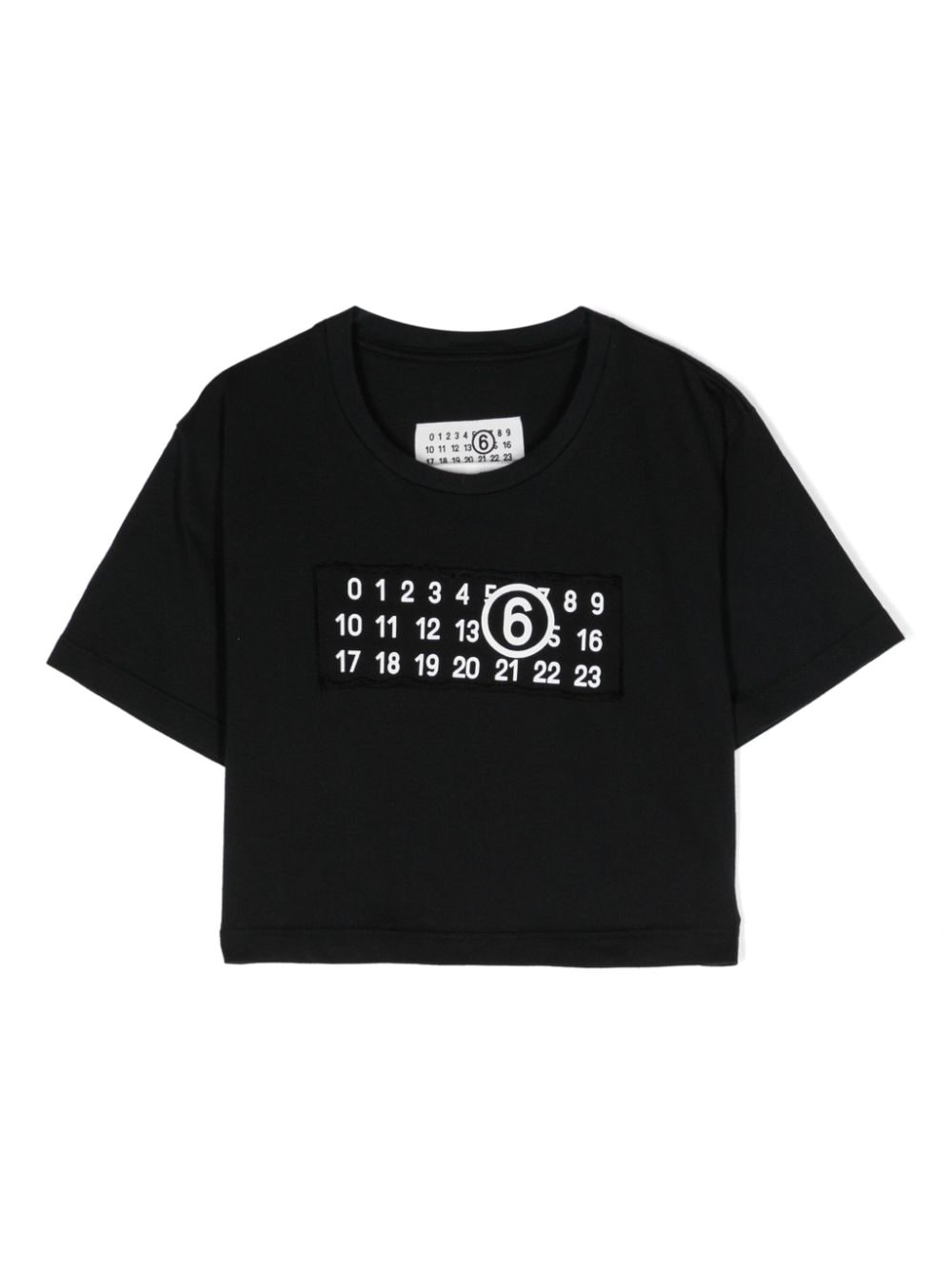 MM6 Maison Margiela Kids numbers-patch cropped T-shirt - Black von MM6 Maison Margiela Kids