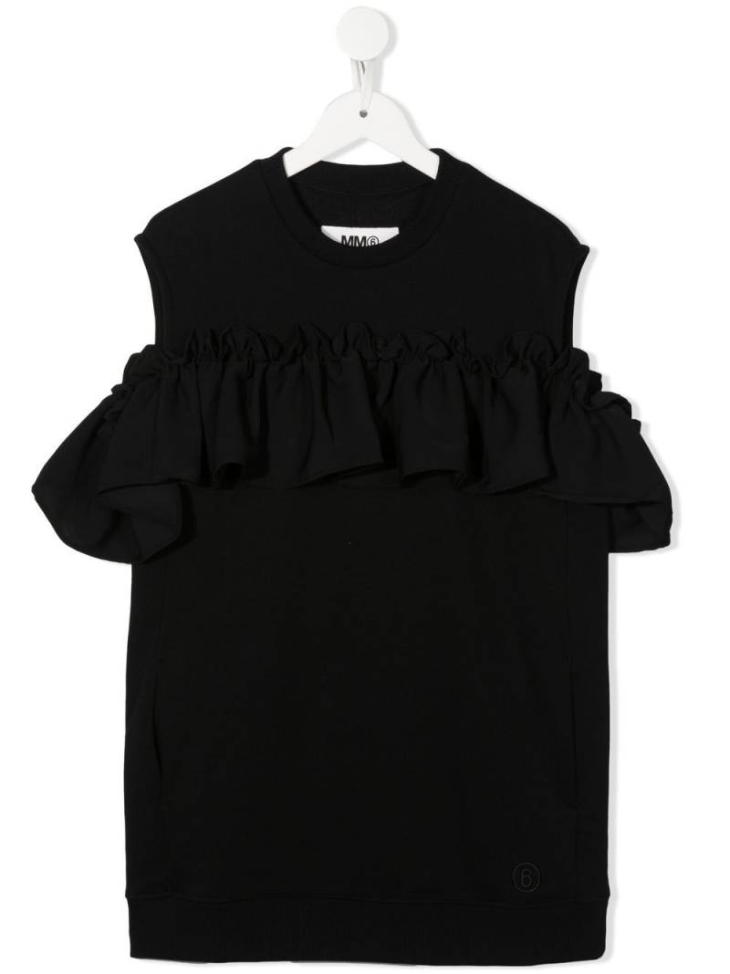 MM6 Maison Margiela Kids off-shoulder sweatshirt dress - Black von MM6 Maison Margiela Kids