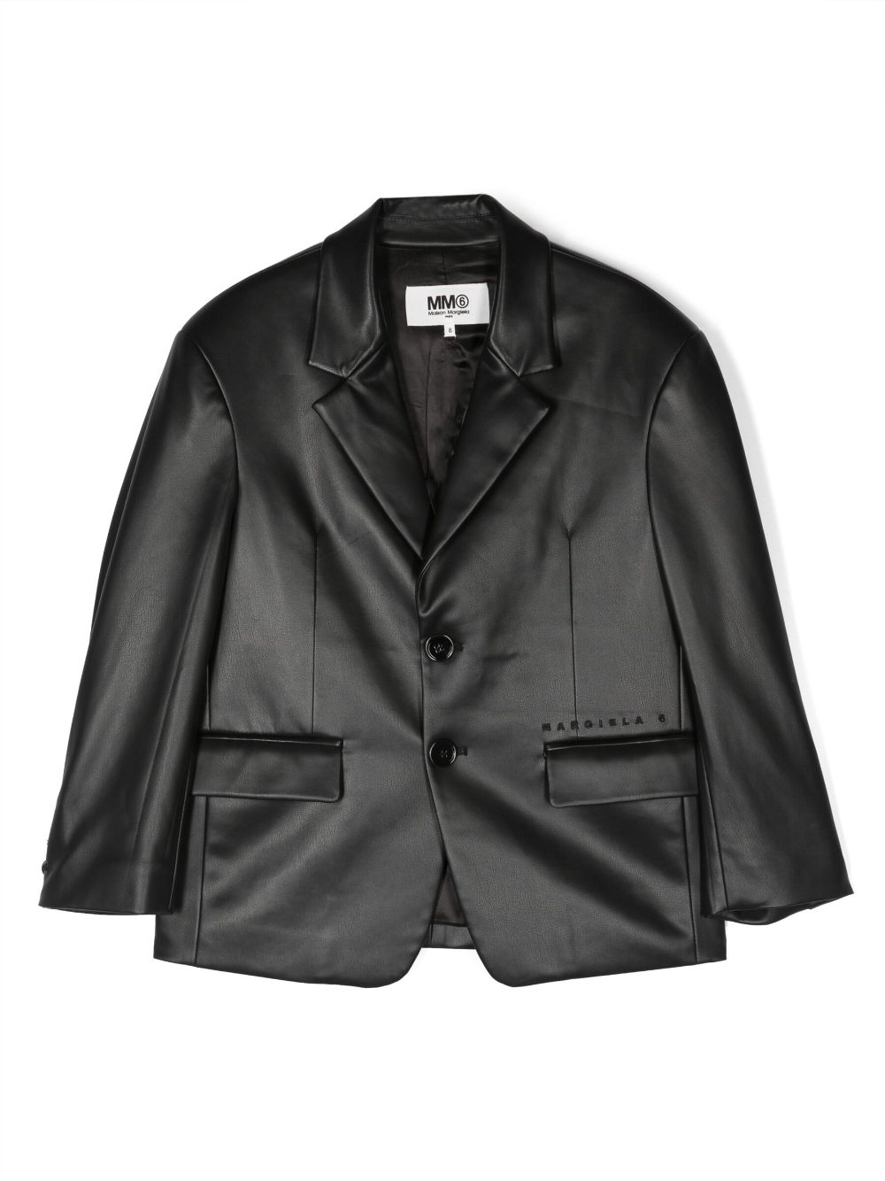 MM6 Maison Margiela Kids single-breasted leather blazer - Black von MM6 Maison Margiela Kids