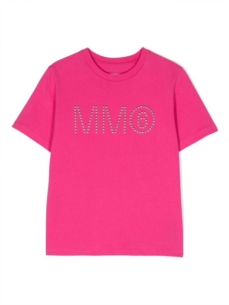 MM6 Maison Margiela Kids stud embellished-logo cotton T-shirt - Pink von MM6 Maison Margiela Kids
