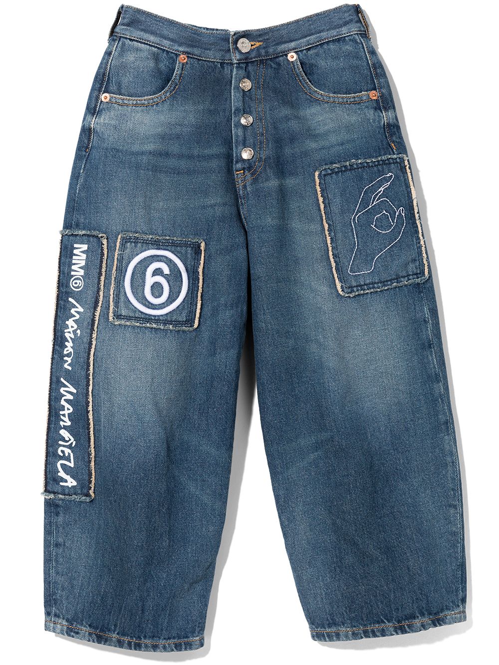 MM6 Maison Margiela Kids wide-leg logo print jeans - Blue von MM6 Maison Margiela Kids