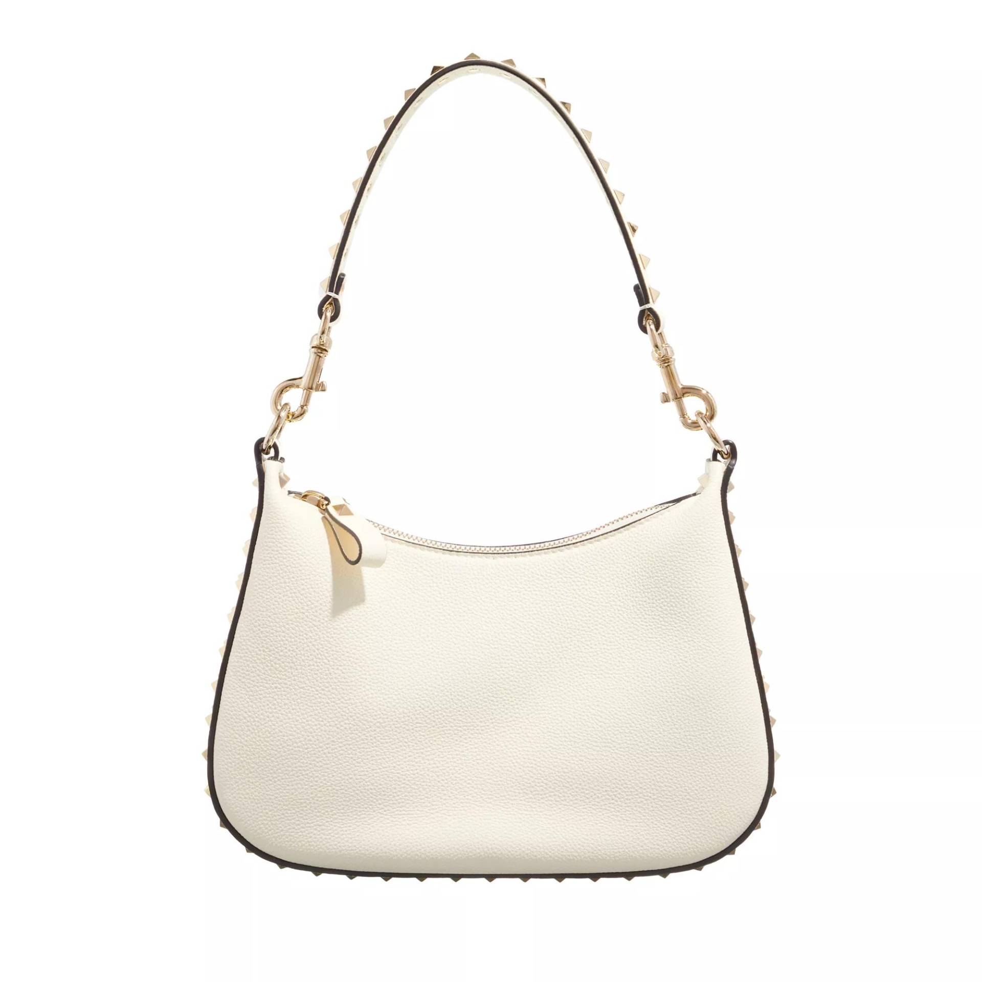 Valentino Garavani Umhängetasche - Small Rockstud Hobo Bag - Gr. unisize - in Creme - für Damen von Valentino Garavani