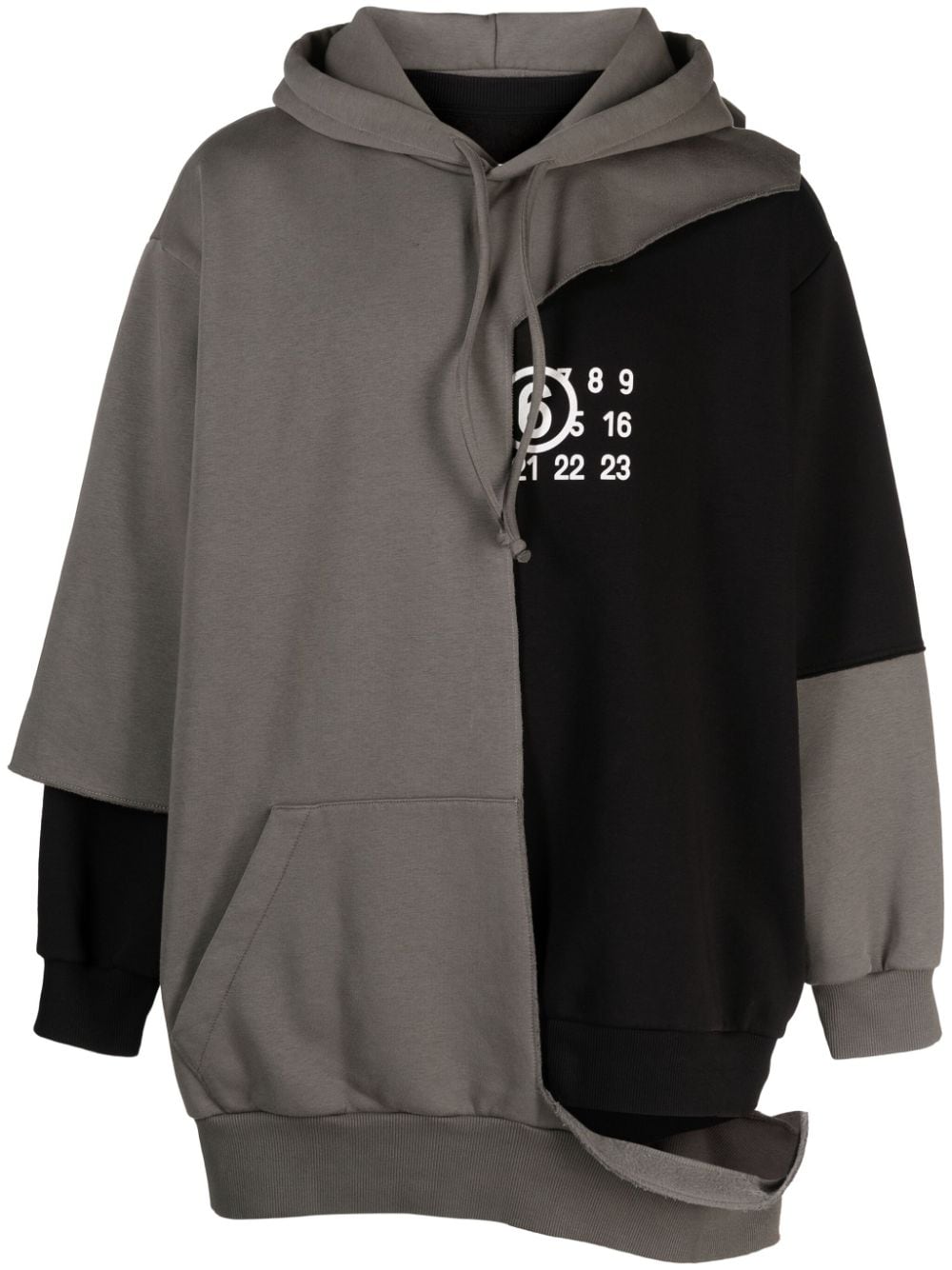 MM6 Maison Margiela Numeric-print layered hoodie - Black von MM6 Maison Margiela